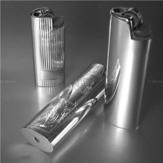 BIC MINI FEUERZEUG HÜLLE--BIC BRIQUET EN ARGENT MASSIF--925 STERLING SILBER--2,5 X 6 CM--FADENGUILLOCHE MIT GRAVURFELD – Bild 7