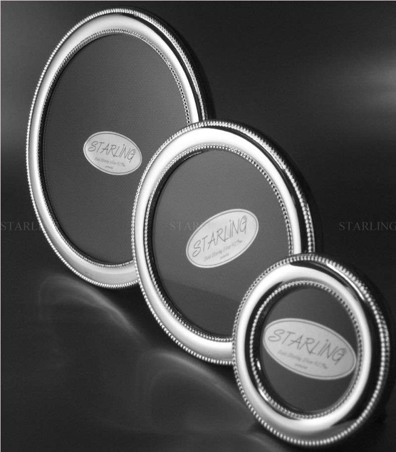 FOTORAHMEN 925% STERLING SILBER--PLAIN & DOUBLE PEARL RIMMED--MAHAGONI BACK--13x13 – Bild 5