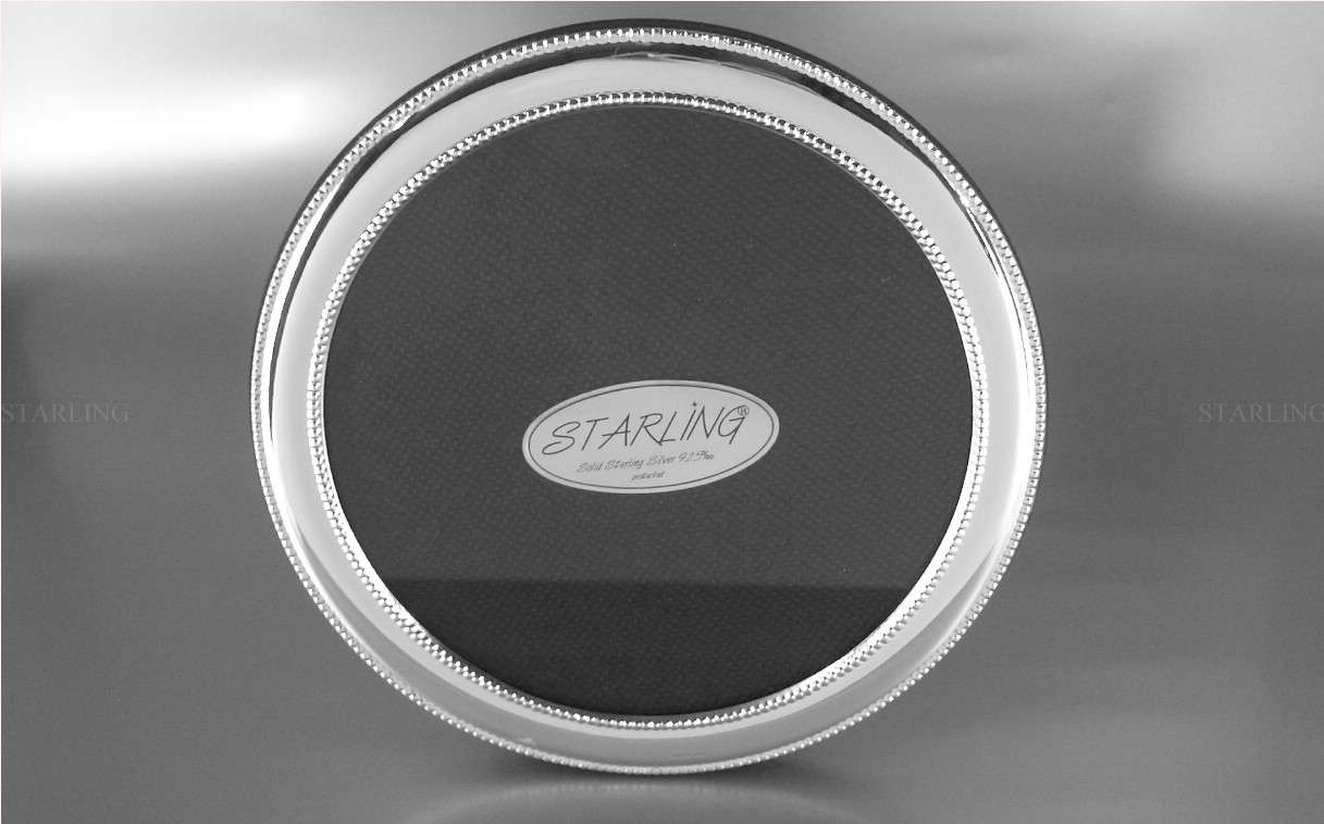FOTORAHMEN 925% STERLING SILBER--PLAIN & DOUBLE PEARL RIMMED--MAHAGONI BACK--13x13 – Bild 2