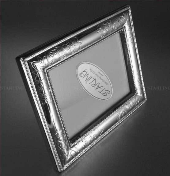 ROMANTISCHER FOTORAHMEN--925 STERLING SILBER--FLORENTINER GUILLOCHE--4 CARTOUCHEN--MAHAGONI BACK--6x9 – Bild 6