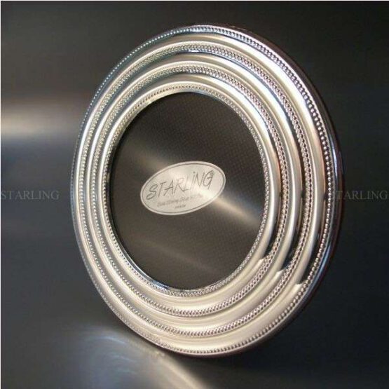 FOTORAHMEN 925% STERLING SILBER--THREE RIDGES AND PEARL RIMMED--IM STIL DES ART DÉCO--10x10