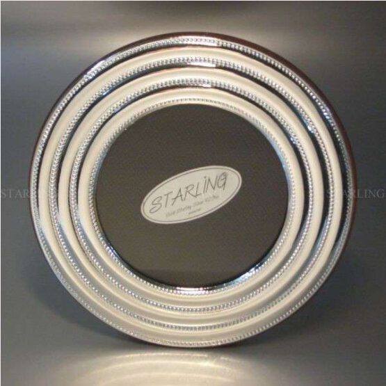 FOTORAHMEN 925% STERLING SILBER--THREE RIDGES AND PEARL RIMMED--IM STIL DES ART DÉCO--10x10 – Bild 2