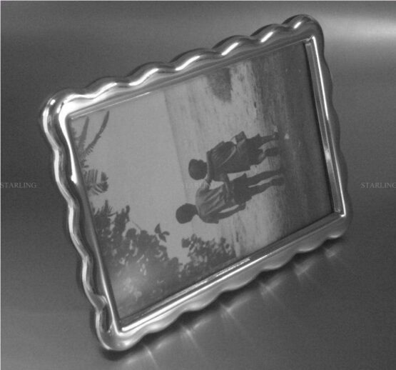 FOTORAHMEN 925 STERLING SILBER--VINTAGE FINISH--WAVES--MAHAGONI HOLZRÜCKEN--10x15 – Bild 3