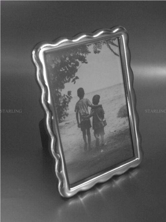 FOTORAHMEN 925 STERLING SILBER--VINTAGE FINISH--WAVES--MAHAGONI HOLZRÜCKEN--10x15 – Bild 2